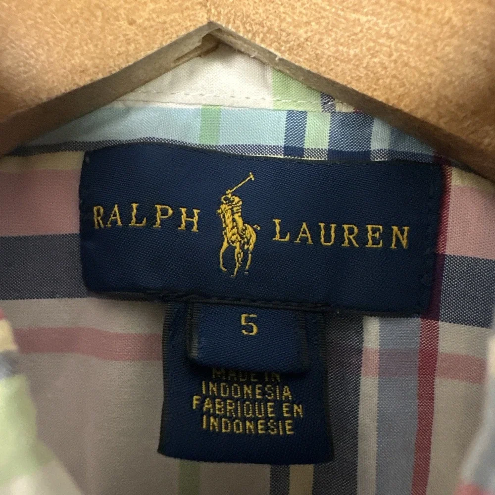 Ralph Lauren Shirt‎ Boys Size 5 Multicolor Plaid Short Sleeve Button Down
